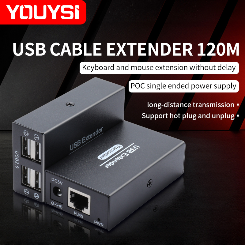 Lan Cable Gaming - 120 متر USB2.0 موسع عبر إيثرنت