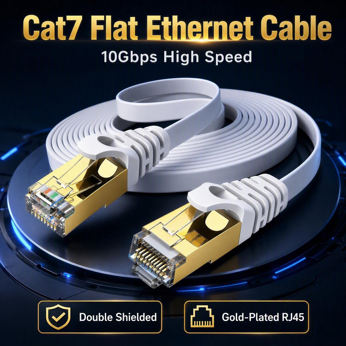Lan Cable Gaming - كابل إيثرنت مسطح Cat7 بسرعة 10