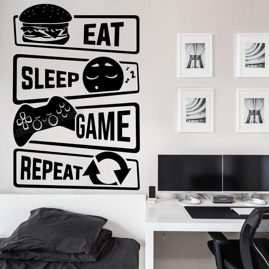 Gaming Console Wallpaper - Eat Sleep Game-ملصقات حائط من الفينيل