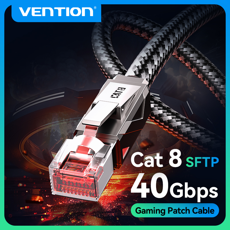 Lan Cable Gaming - Vention Cat8 كابل إيثرنت 40Gbps 2000MHz